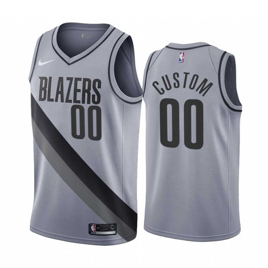 Men & Youth Customized Portland Trail Blazers Gray Swingman 2020-21 Earned Edition Jersey->customized nba jersey->Custom Jersey